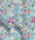 Floral Patterned Turquoise Sofa and Drapery Fabric