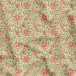Green Leaf and Honeysuckle Flower Patterned Curtain and Cushion Fabric