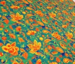 Green Paisley Pattern Yellow Flowers Drapery Fabric - Image 3