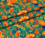 Green Paisley Pattern Yellow Flowers Drapery Fabric - Image 5