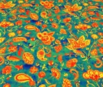 Green Paisley Pattern Yellow Flowers Drapery Fabric - Image 6
