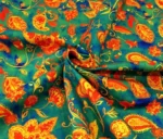 Green Paisley Pattern Yellow Flowers Drapery Fabric - Image 7