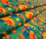 Green Paisley Pattern Yellow Flowers Drapery Fabric - Image 8