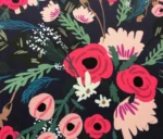 Green Pink Flower Bouquet Patterned Black Upholstery Fabric - Image 10