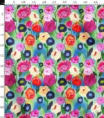 Oil Paint Pink Yellow Red Rose Patterned Upholstery Fabric - Image 3
