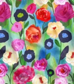 Oil Paint Pink Yellow Red Rose Patterned Upholstery Fabric - Image 4