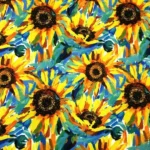 Oil Painting Sunflower Patterned Upholstery Fabric