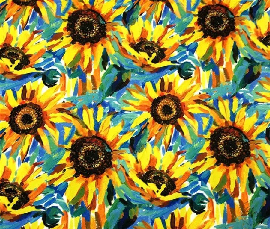 Oil Painting Sunflower Patterned Upholstery Fabric Oil Painting Sunflower Patterned Upholstery Fabric - Image 1