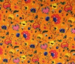 Orange Background Small Floral Upholstery Fabric