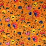Orange Background Small Floral Upholstery Fabric