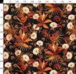 Orange Lily and White Chrysanthemum Flower Pattern Fabric Pattern - Image 3