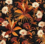 Orange Lily and White Chrysanthemum Flower Pattern Fabric Pattern