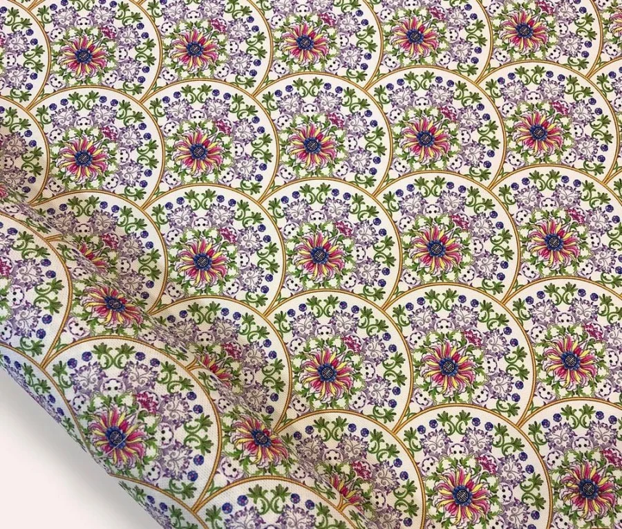 Semicircular Formed Flower Motif Upholstery Fabric Semicircular Formed Flower Motif Upholstery Fabric - Image 1