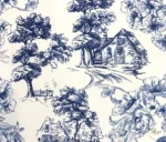 Toile de Jouy Style Nostalgic Country Houses Patterned Upholstery Fabric - Image 3