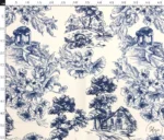 Toile de Jouy Style Nostalgic Country Houses Patterned Upholstery Fabric