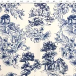 Toile de Jouy Style Nostalgic Country Houses Patterned Upholstery Fabric