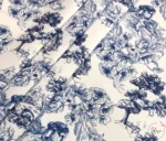 Toile de Jouy Style Nostalgic Country Houses Patterned Upholstery Fabric - Image 4