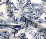 Toile de Jouy Style Nostalgic Country Houses Patterned Upholstery Fabric - Image 5