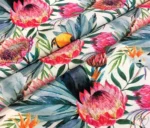Toucan Patterned Fuchsia Floral Curtain Fabric - Image 3