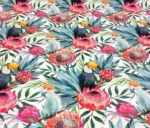 Toucan Patterned Fuchsia Floral Curtain Fabric - Image 4