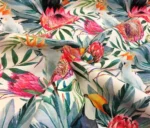 Toucan Patterned Fuchsia Floral Curtain Fabric - Image 6