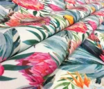Toucan Patterned Fuchsia Floral Curtain Fabric - Image 7