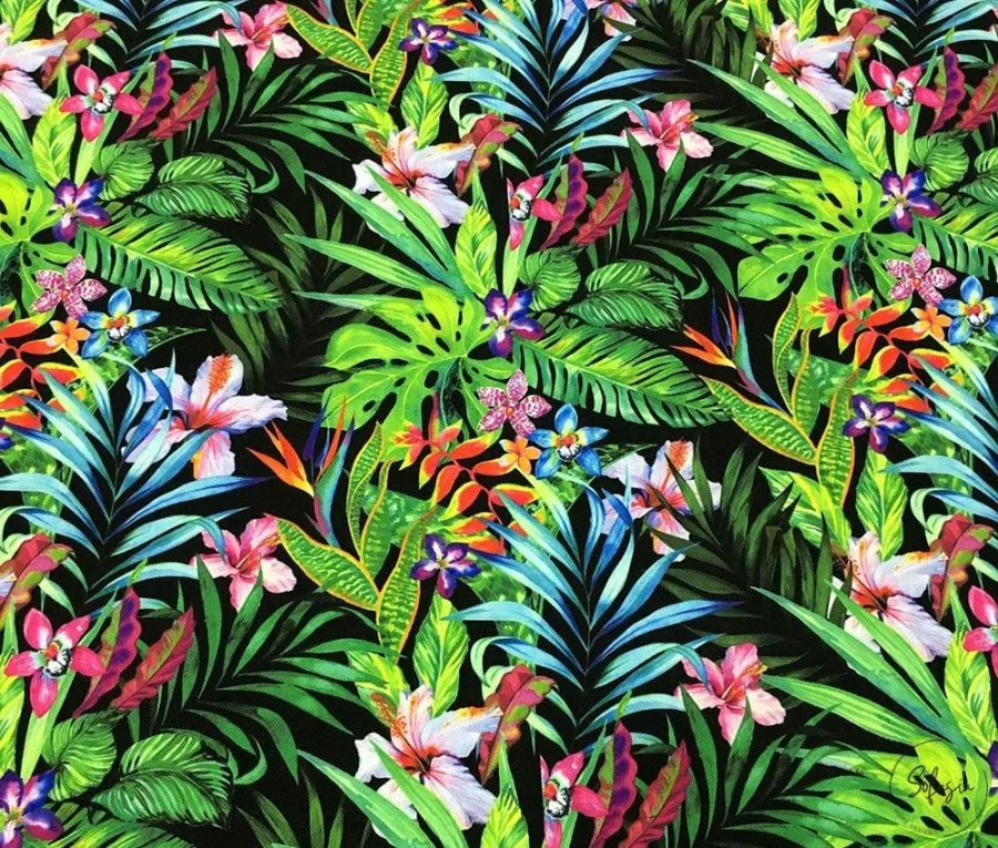 Tropical Green Plants Patterned Upholstery Fabric Tropical Green Plants Patterned Upholstery Fabric - Image 1