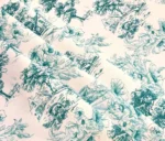 Turquoise Toile de Jouy Style Country Houses Patterned Sofa Upholstery Fabric - Image 5