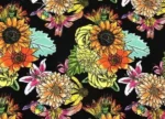 Vintage Dahlia Patterned Black Sofa Covering Fabric - Image 5