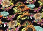 Vintage Dahlia Patterned Black Sofa Covering Fabric - Image 7