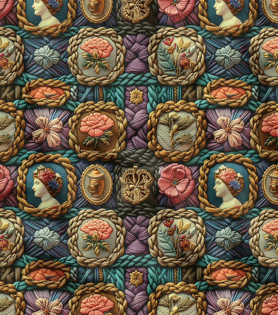 Vintage Floral and Women's Design Upholstery Fabric Vintage Floral and Women's Design Upholstery Fabric - Image 1