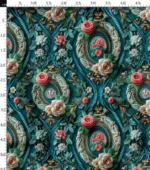 Vintage Floral Motifs Classic Green Upholstery Fabric - Image 3