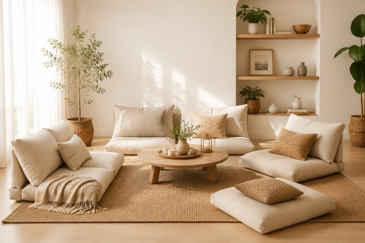 Floor cushions set for living rooms