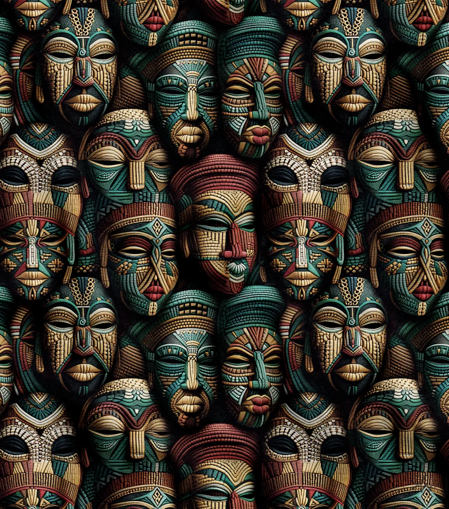 African Faces Designed Upholstery and Curtain Fabric African Faces Designed Upholstery and Curtain Fabric - Image 1