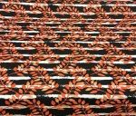 Black and White Striped Curtain Fabric with Orange Leaves - Image 4