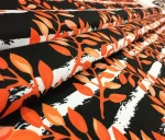 Black and White Striped Curtain Fabric with Orange Leaves - Image 7