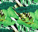 Black and White Striped Green Leaf Pattern Upholstery Fabric - Image 3