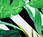 Black and White Striped Green Leaf Pattern Upholstery Fabric - Image 4