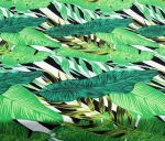 Black and White Striped Green Leaf Pattern Upholstery Fabric - Image 5