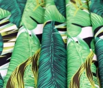 Black and White Striped Green Leaf Pattern Upholstery Fabric - Image 6