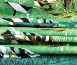 Black and White Striped Green Leaf Pattern Upholstery Fabric - Image 7