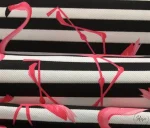 Black and White Striped Pink Flamingo Patterned Upholstery Fabric - Image 5
