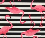Black and White Striped Pink Flamingo Patterned Upholstery Fabric - Image 6