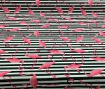 Black and White Striped Pink Flamingo Patterned Upholstery Fabric - Image 7