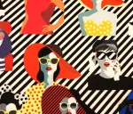 Black and White Striped Women's Pattern Upholstery Fabric - Image 4