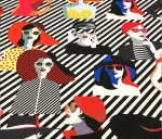 Black and White Striped Women's Pattern Upholstery Fabric - Image 9