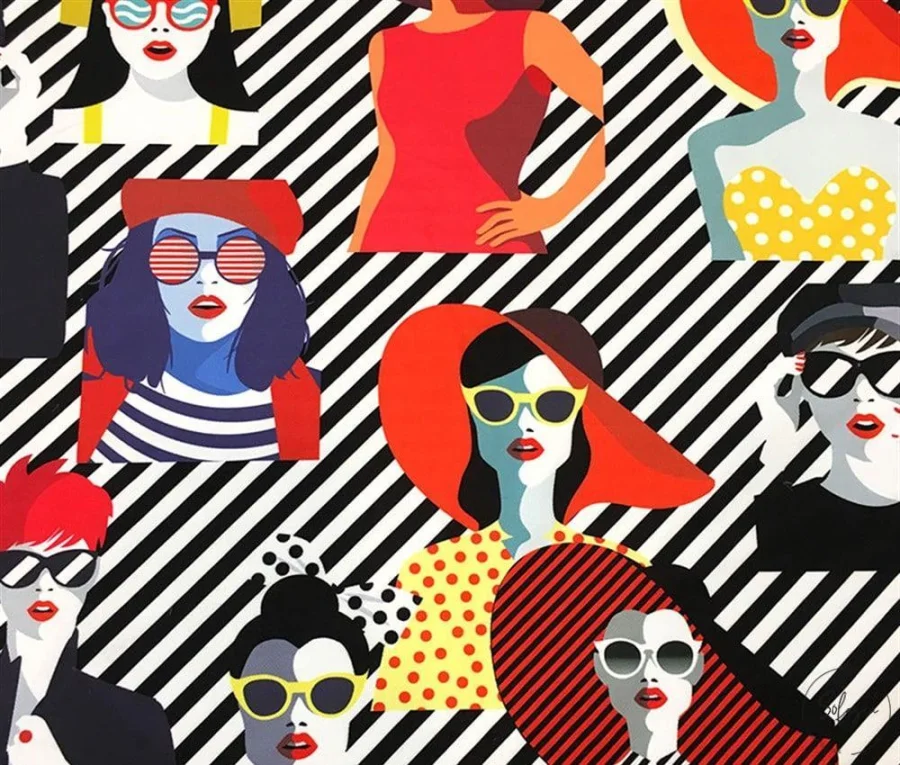 Black and White Striped Women's Pattern Upholstery Fabric Black and White Striped Women's Pattern Upholstery Fabric - Image 1