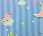 Blue Striped Baby Curtain Fabric - Image 4