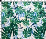 Blue Wavy Stripes and Leaves Pattern Upholstery Fabric - Image 3