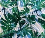 Blue Wavy Stripes and Leaves Pattern Upholstery Fabric - Image 4